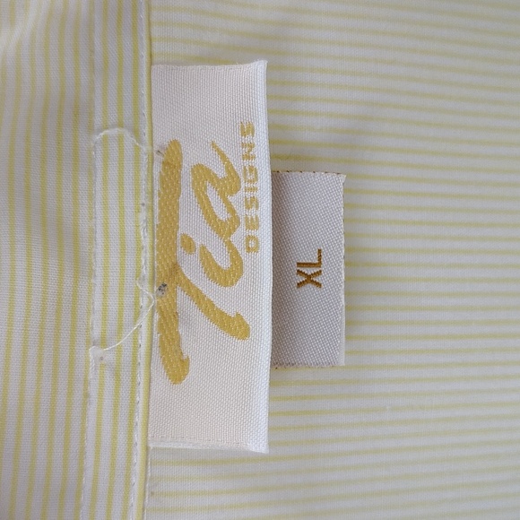Tia Designs Yellow And White Button Up Blouse Size XL Beads And Butterflies - Picture 5 of 7